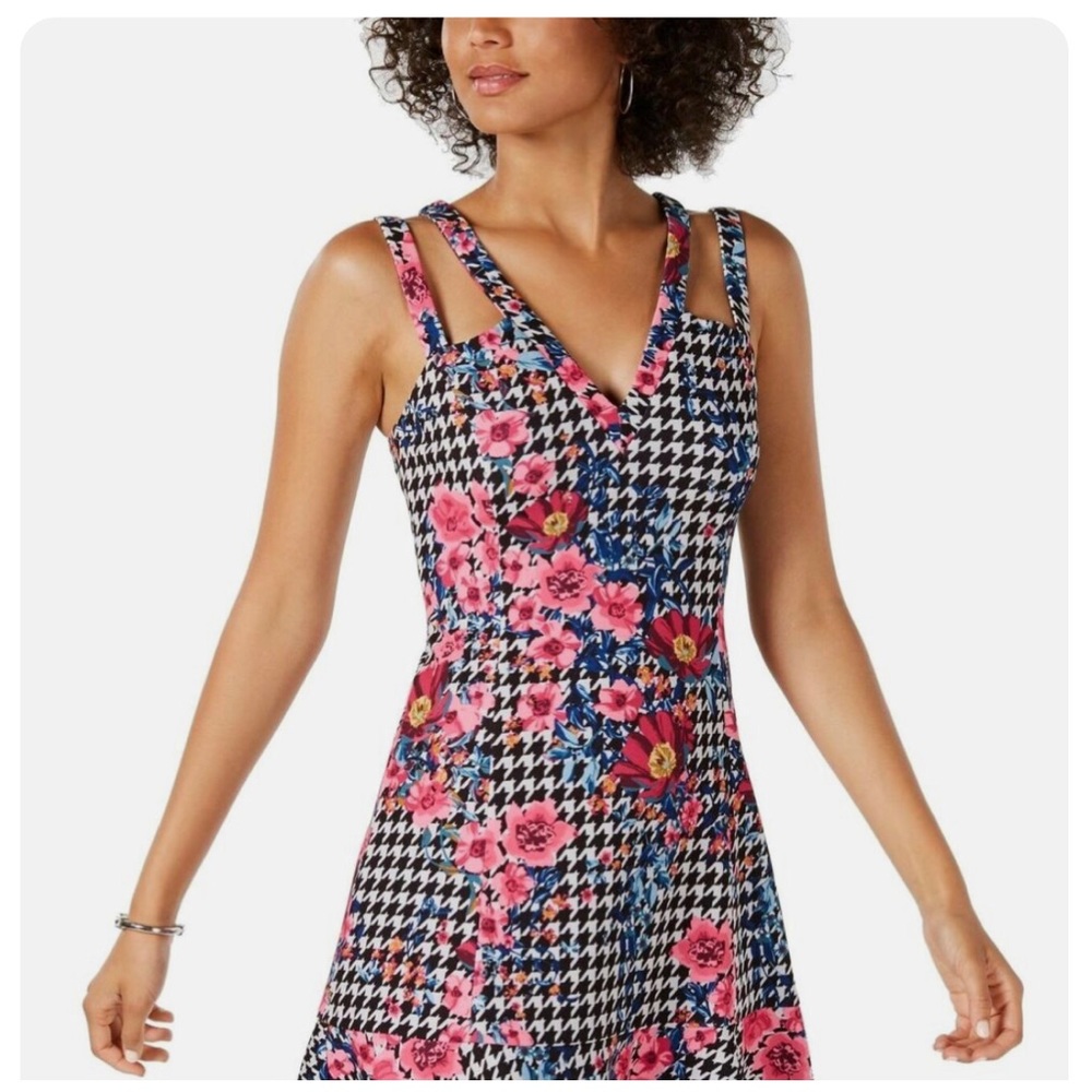 Guess Womens Sleeveless Floral Print Fit Flare Dress Size 12